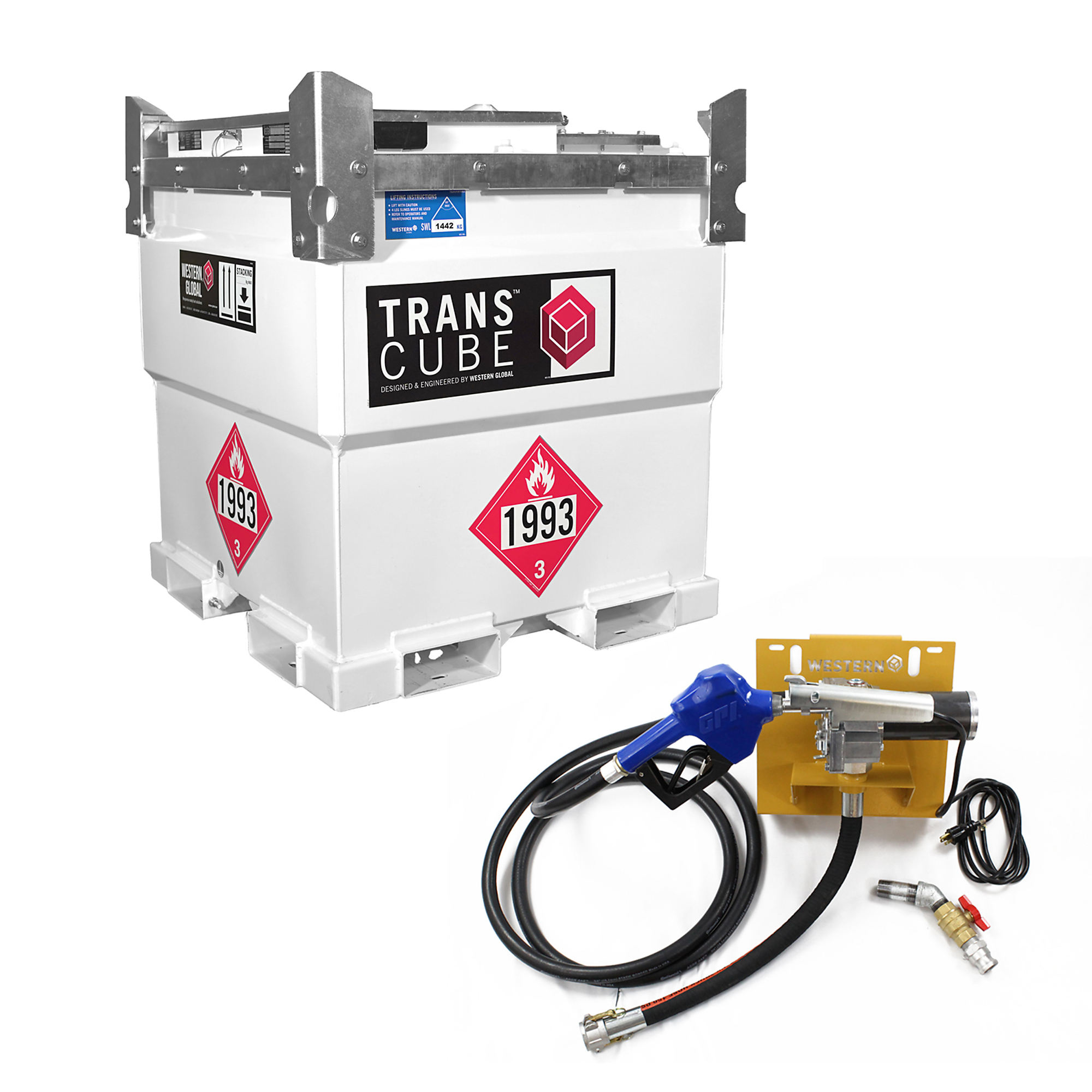 Western Global, TransCube, 251 Gallons, w/ 115V Pump Kit and Gauge, Diesel, Shape Square, Model# TCGWN0010-11512GP-SNN